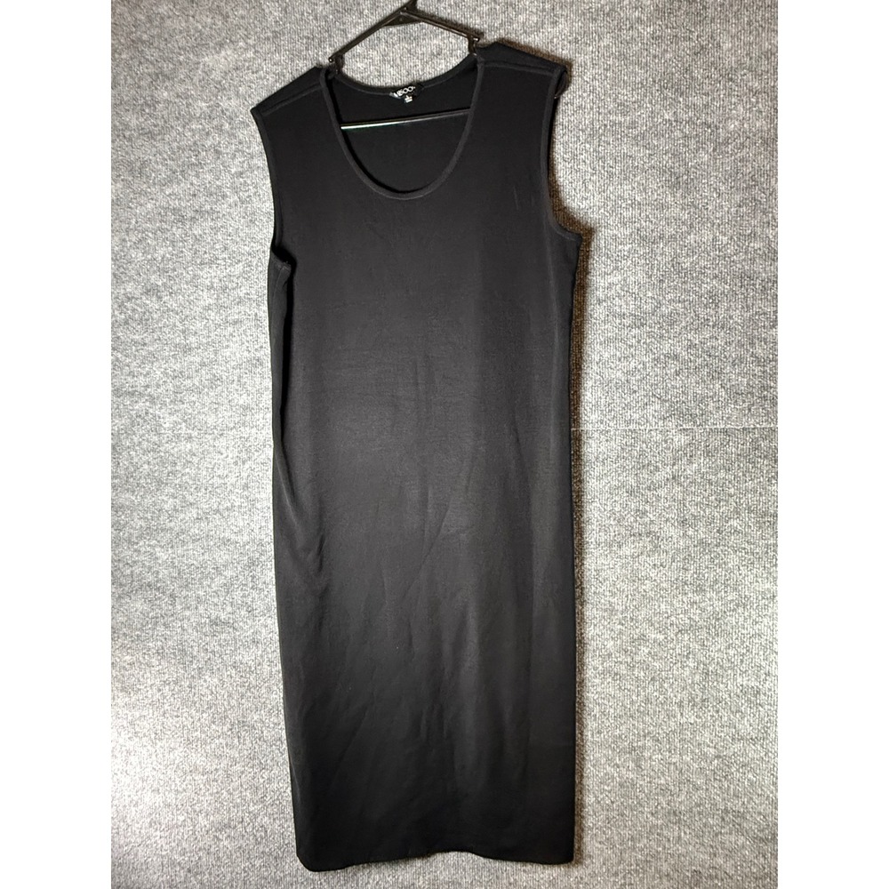 Misook‎ Womens Black Sleeveless Knit Scoop Neck Midi Dress Size L Wrinkle Resist